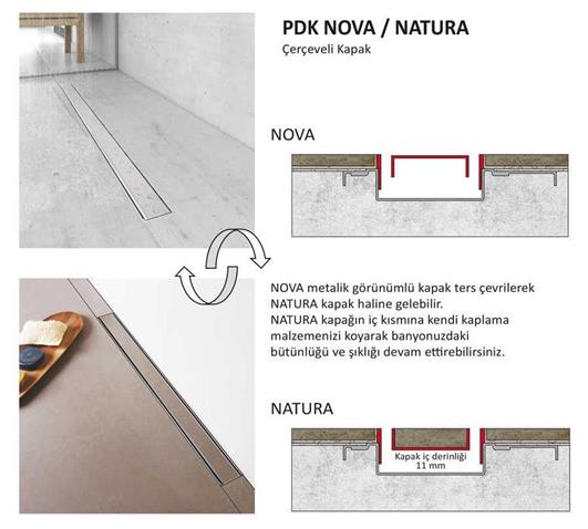 Evimetal Nova Natura Duş Kanalı Seti 60 cm Satine PDK.1050.60.1.S.I